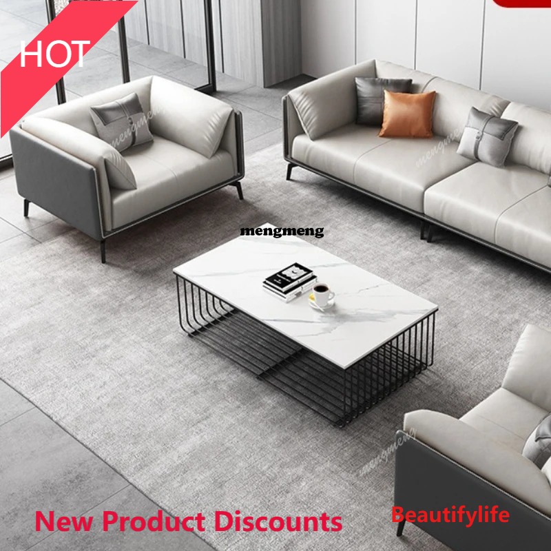 Office Furniture Luxury - 03A Cowhide Business Office Sofas Reception