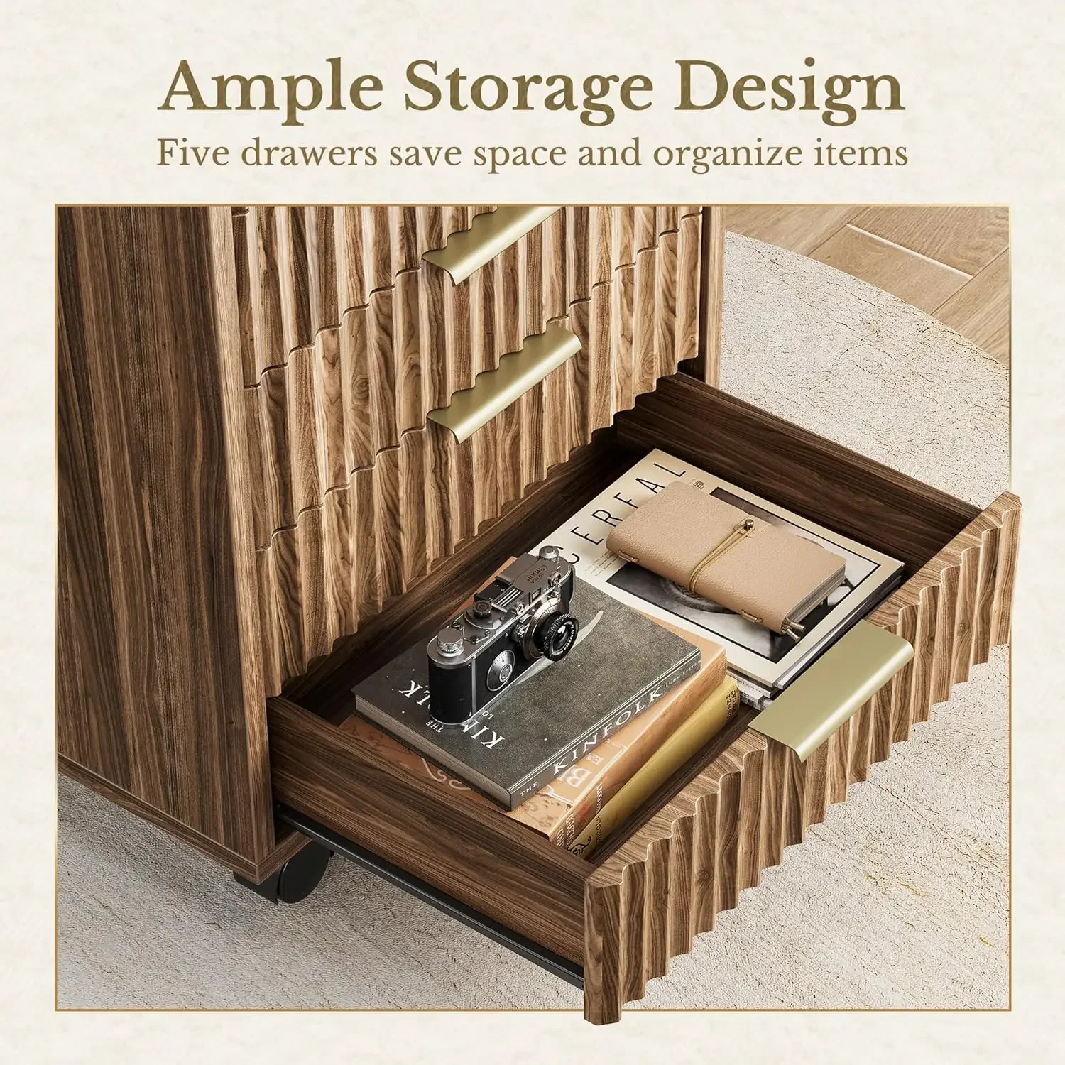 Office Furniture Filing Cabinets - 5 Drawer Chest, Under Desk Storage