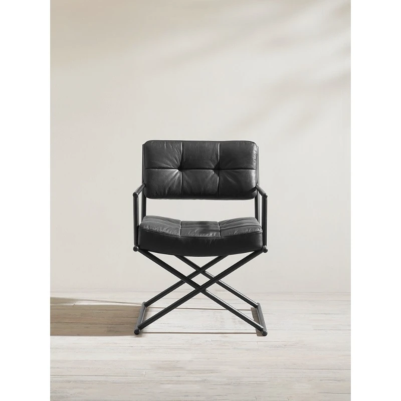 Office Furniture First - Italian minimalist black first-layer cowhide wrought