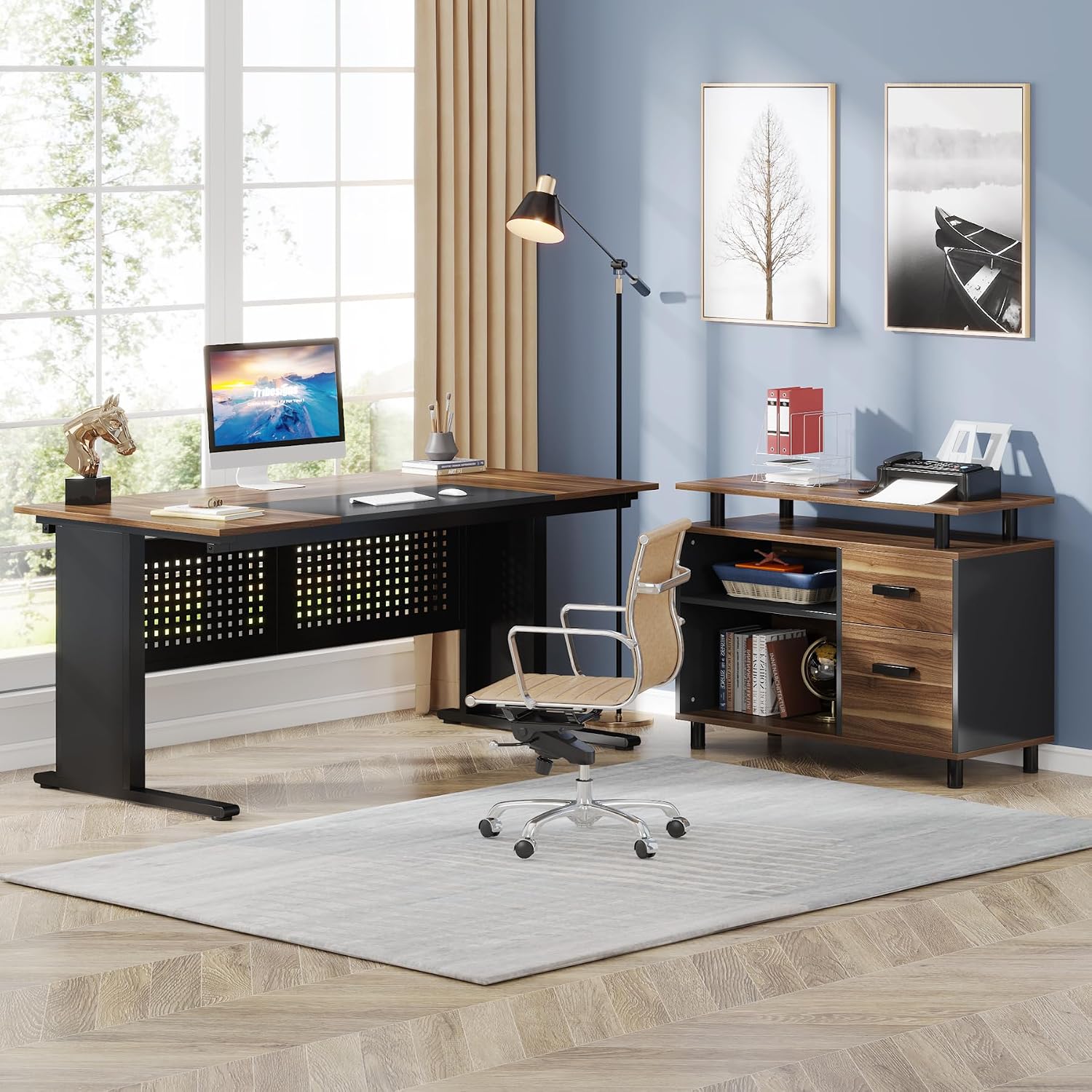 63 Inch L Shaped Executive Des - огляд і ціна Office Furniture Filing Cabinets