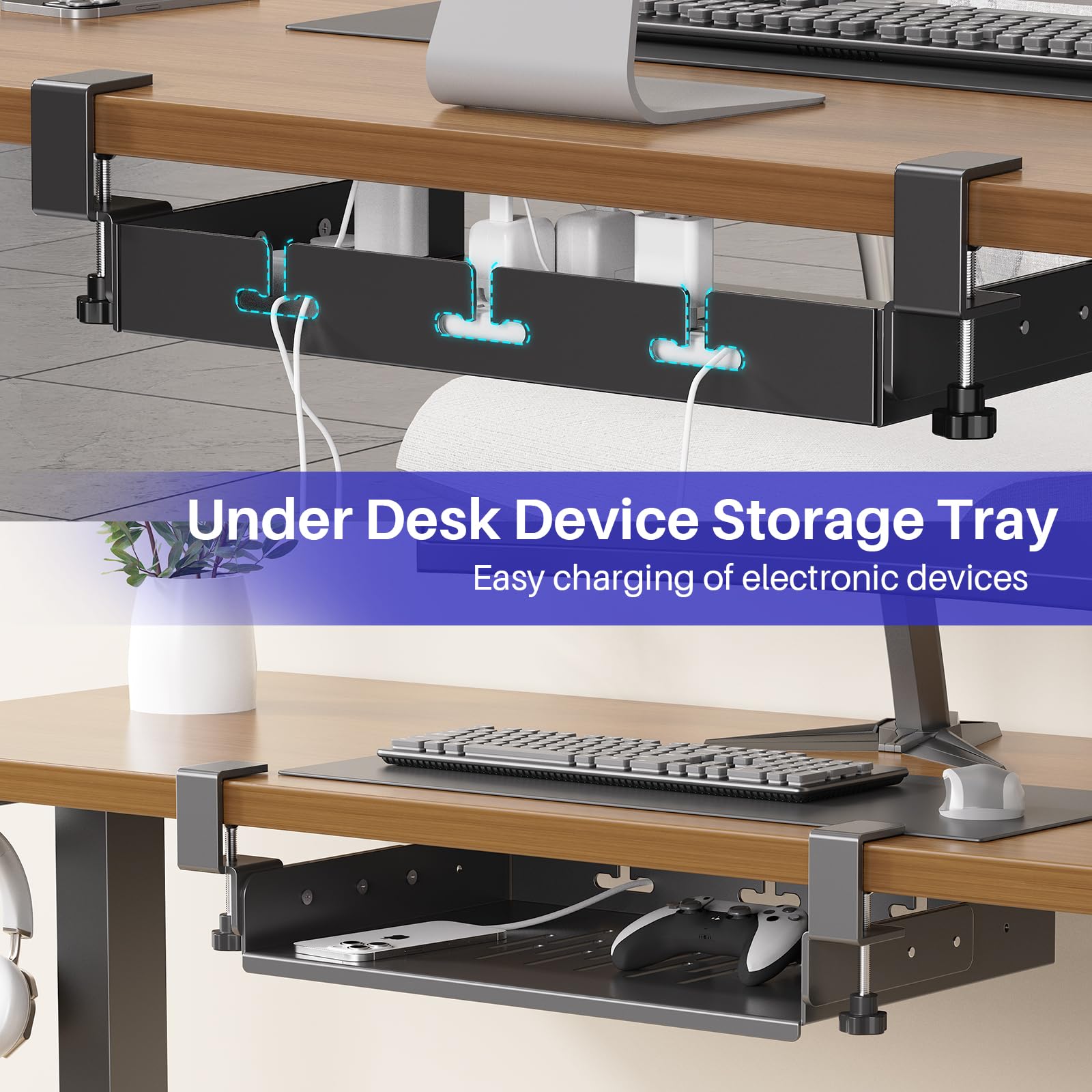 No Drill Under Desk Laptop Mou - огляд і ціна Cable Tray Under Desk