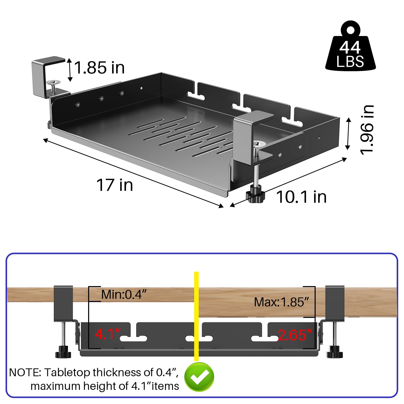 No Drill Under Desk Laptop Mou - огляд і ціна Cable Tray Under Desk