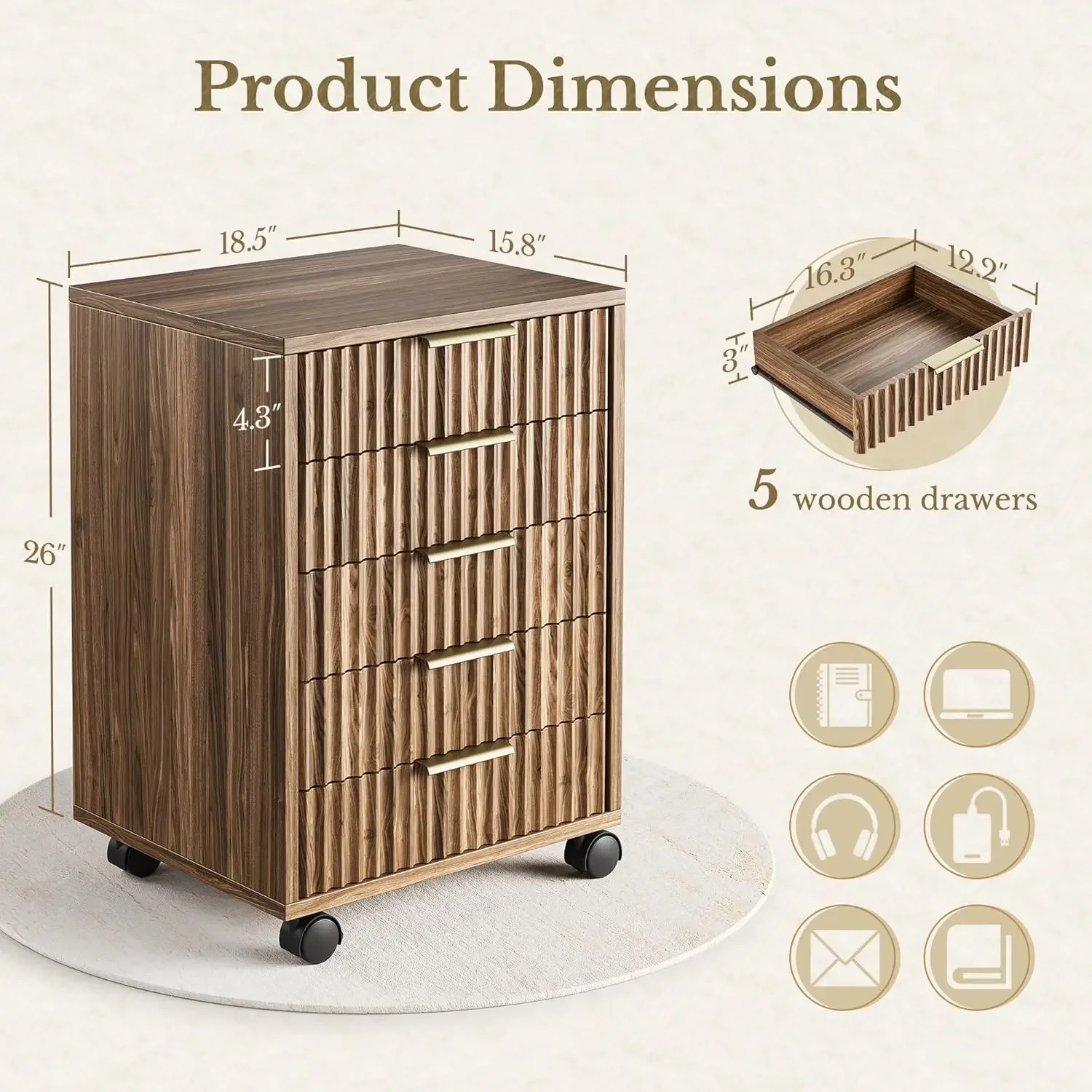 5 Drawer Chest, Under Desk Sto - огляд і ціна Office Furniture Filing Cabinets