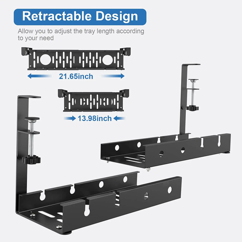 No Drilling Extendable Under D - огляд і ціна Cable Tray Under Desk
